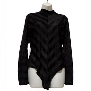 Haute Monde Black Chevron Bodysuit